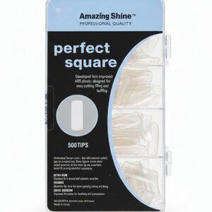 Amazing Shine Perfect Square Clear Nail Tips - 500ct Professional Nail Extension